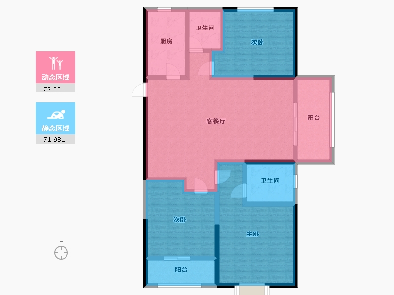 山东省-菏泽市-孙彭李小区-130.42-户型库-动静分区