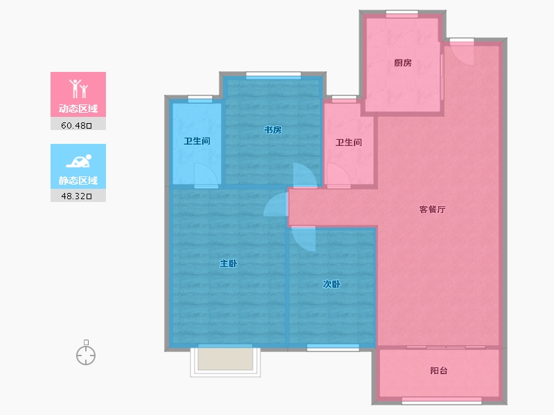 江苏省-徐州市-吾悦和府-95.13-户型库-动静分区