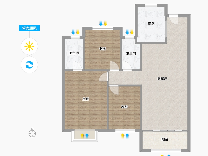 江苏省-徐州市-吾悦和府-95.13-户型库-采光通风