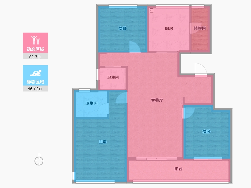 浙江省-温州市-桃园一号院-99.00-户型库-动静分区