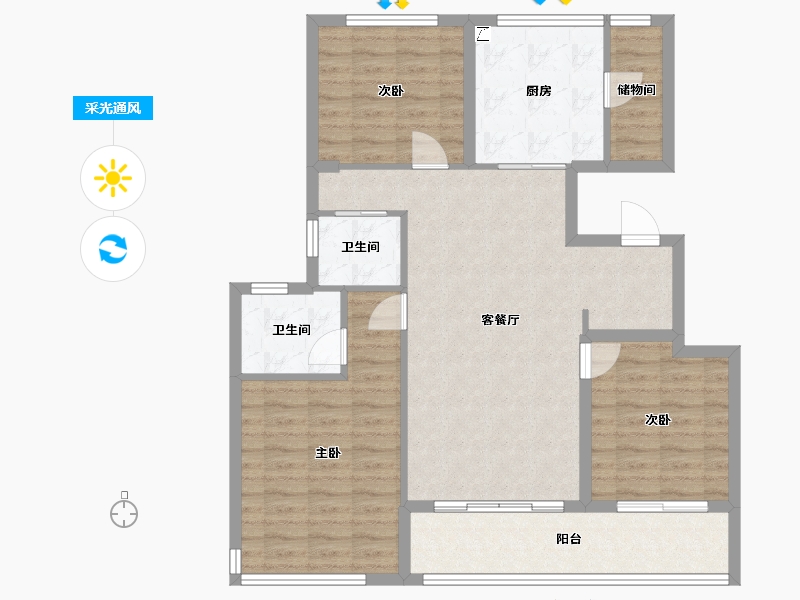 浙江省-温州市-桃园一号院-99.00-户型库-采光通风