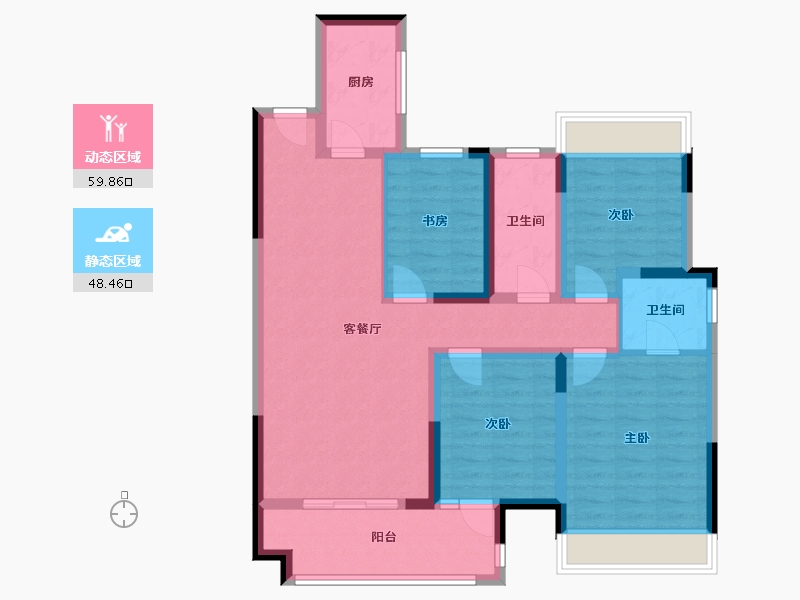 江苏省-徐州市-蓝光·熙岸华府-90.00-户型库-动静分区