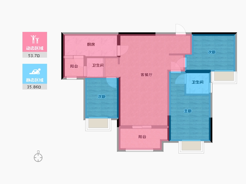 重庆-重庆市-利安·凤城学府-85.00-户型库-动静分区