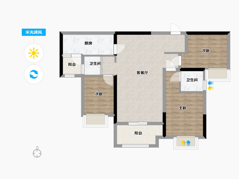 重庆-重庆市-利安·凤城学府-85.00-户型库-采光通风