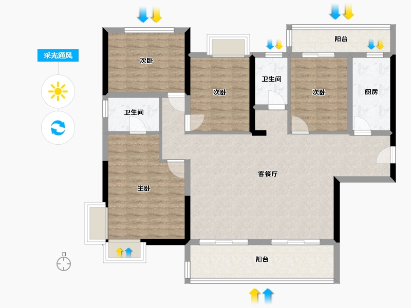 四川省-成都市-紫瑞府-130.00-户型库-采光通风