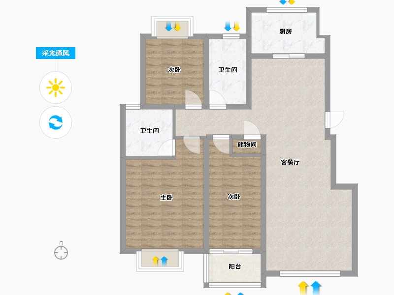 江苏省-无锡市-国韵华府-100.00-户型库-采光通风