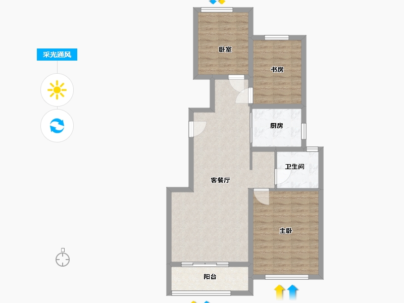 河南省-开封市-融创开封·宸院-85.33-户型库-采光通风