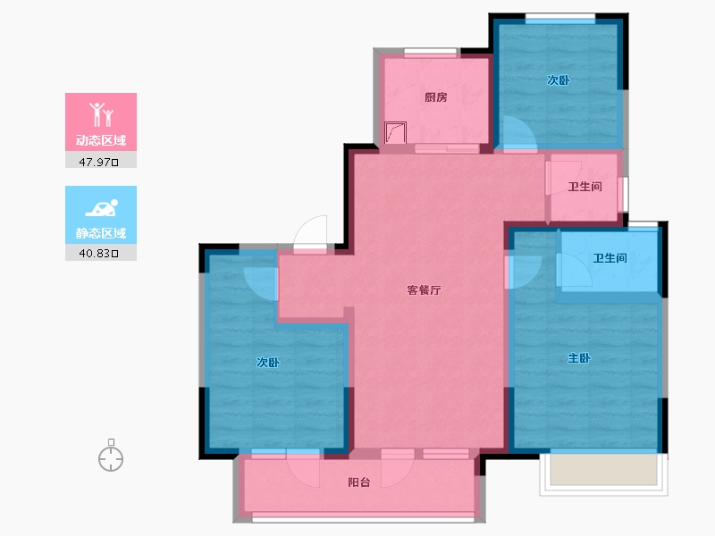 宁夏回族自治区-银川市-旭辉江南学府-88.00-户型库-动静分区