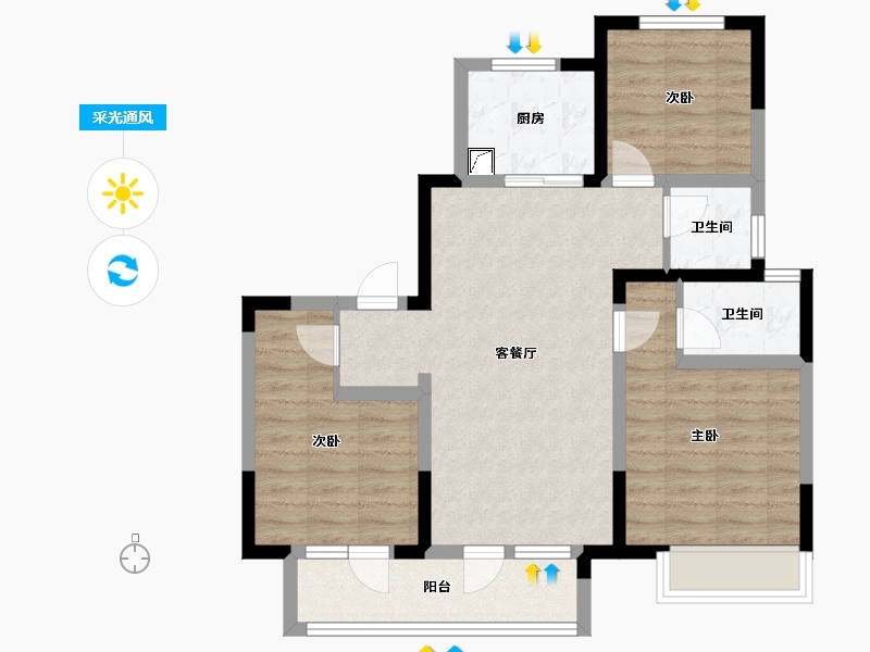 宁夏回族自治区-银川市-旭辉江南学府-88.00-户型库-采光通风