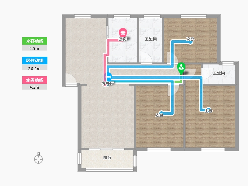 江苏省-苏州市-嘉宝花园一至-四期-96.80-户型库-动静线