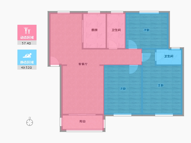 江苏省-苏州市-嘉宝花园一至-四期-96.80-户型库-动静分区