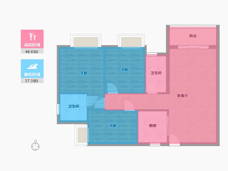 浙江省-杭州市-盛德欣苑-80.00-户型库-动静分区