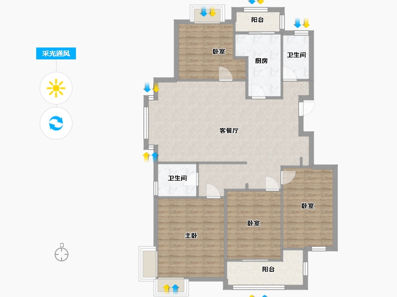 江苏省-苏州市-花溪畔居-南区-120.00-户型库-采光通风