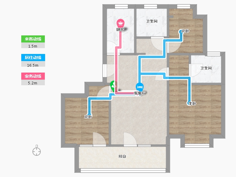 江苏省-无锡市-融创江南御园-66.50-户型库-动静线