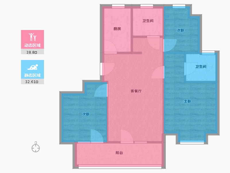 江苏省-无锡市-融创江南御园-66.50-户型库-动静分区