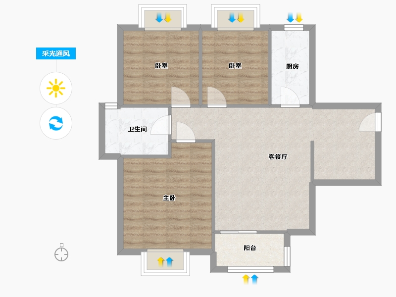 陕西省-西安市-翠屏湾小区-110.75-户型库-采光通风