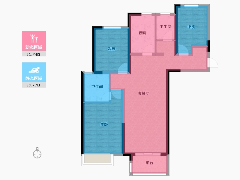 河南省-郑州市-绿地花语城-90.00-户型库-动静分区