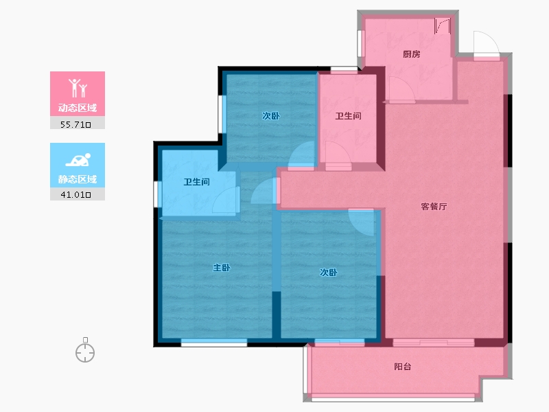 湖南省-长沙市-卓越中寰-86.17-户型库-动静分区