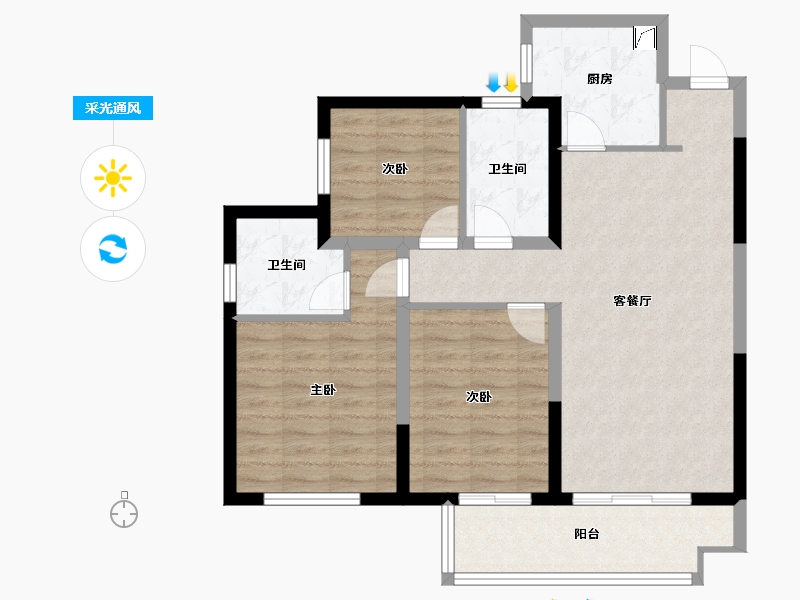 湖南省-长沙市-卓越中寰-86.17-户型库-采光通风