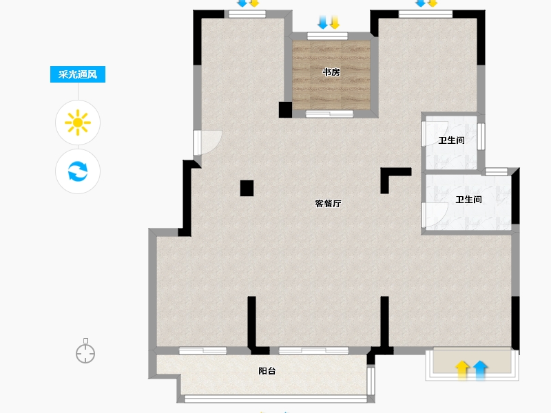 浙江省-嘉兴市-弘阳 昕悦棠-104.00-户型库-采光通风