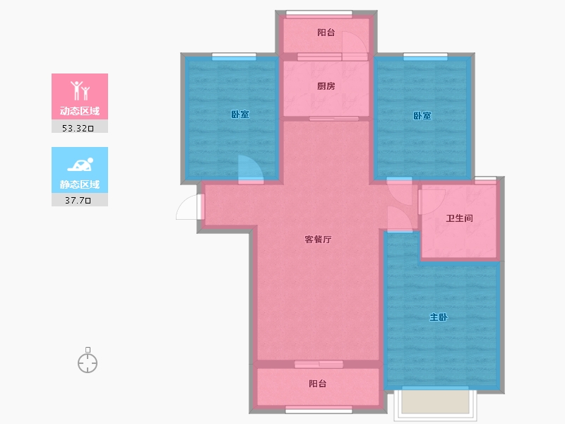 河南省-开封市-新惠华府-83.89-户型库-动静分区