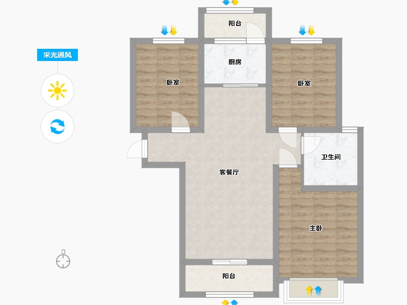 河南省-开封市-新惠华府-83.89-户型库-采光通风