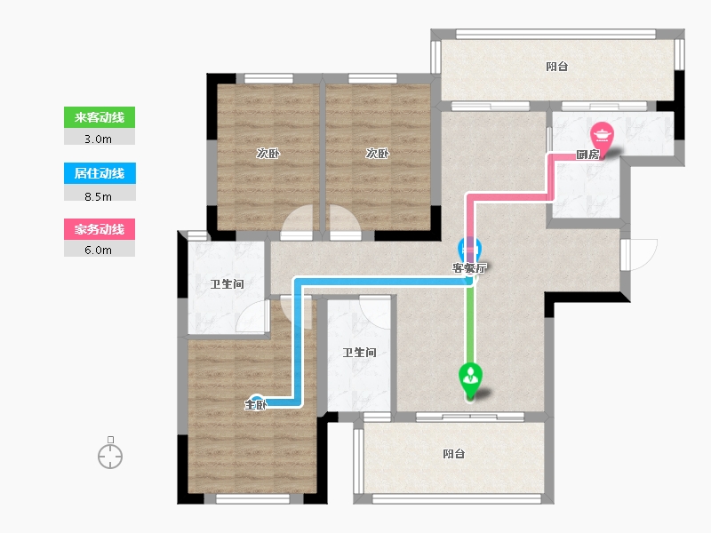 广西壮族自治区-玉林市-川海龙福公馆-110.00-户型库-动静线