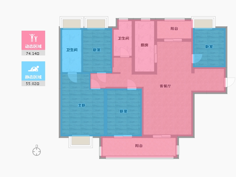 湖南省-长沙市-时代梅溪领峰-117.00-户型库-动静分区