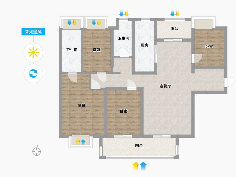 湖南省-长沙市-时代梅溪领峰-117.00-户型库-采光通风