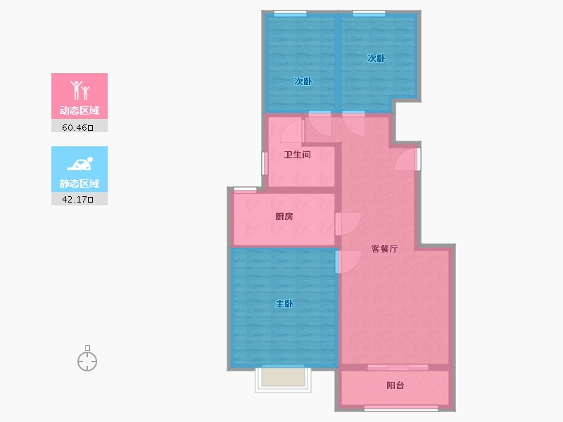 山东省-烟台市-山水华庭-92.00-户型库-动静分区