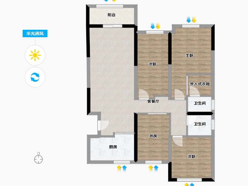 湖南省-长沙市-孔雀台-100.00-户型库-采光通风