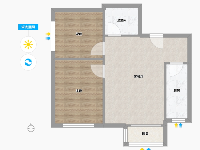 北京-北京市-双兴小区-65.00-户型库-采光通风