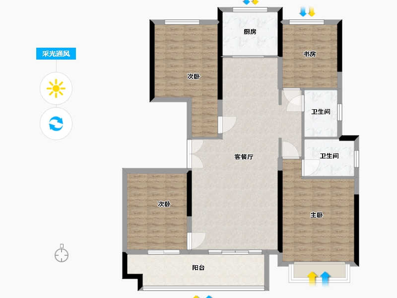 安徽省-蚌埠市-兰凌御府-C区-125.00-户型库-采光通风