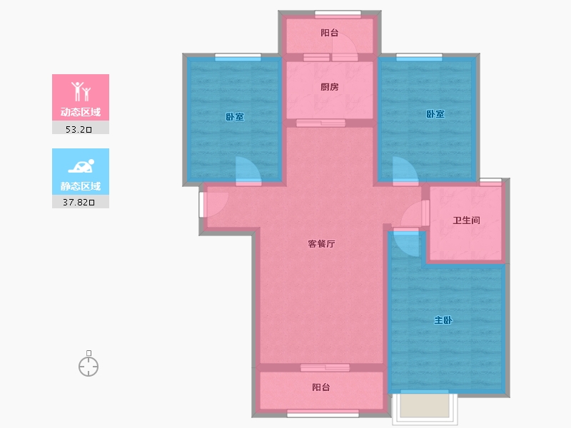 河南省-开封市-新惠华府-83.89-户型库-动静分区