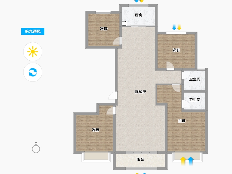 河北省-石家庄市-瀚林澜山-135.11-户型库-采光通风