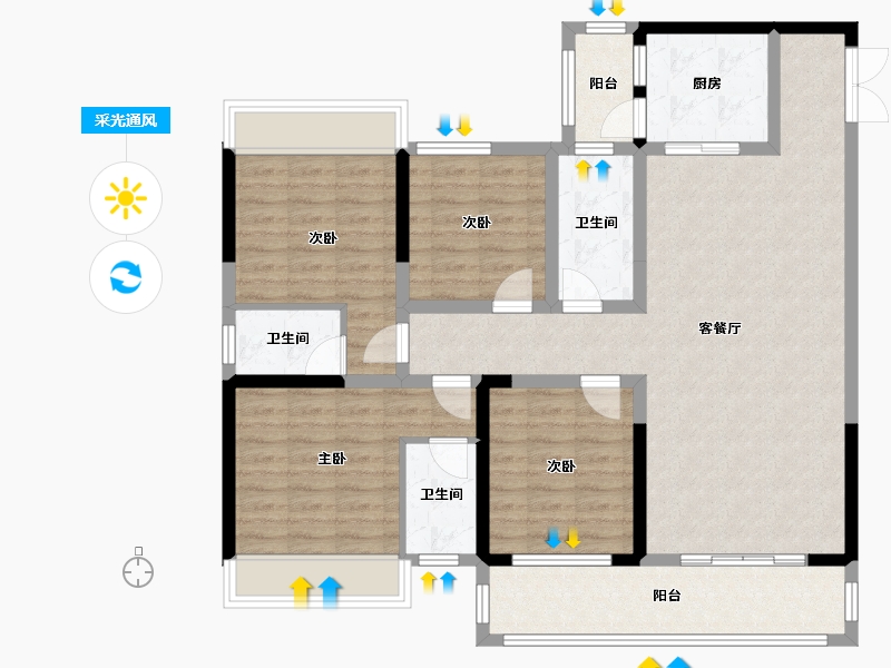 贵州省-贵阳市-美林湾-120.00-户型库-采光通风