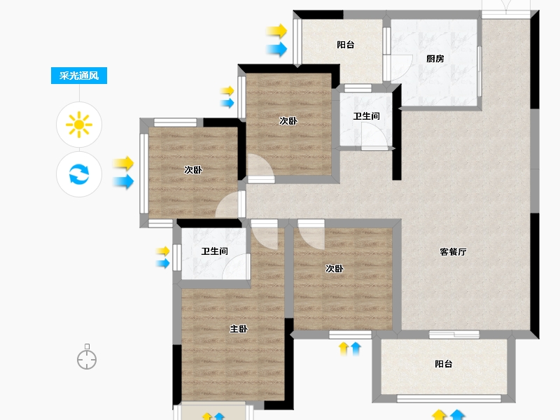 广西壮族自治区-南宁市-路桥壮美山湖锦绣嘉园-115.00-户型库-采光通风