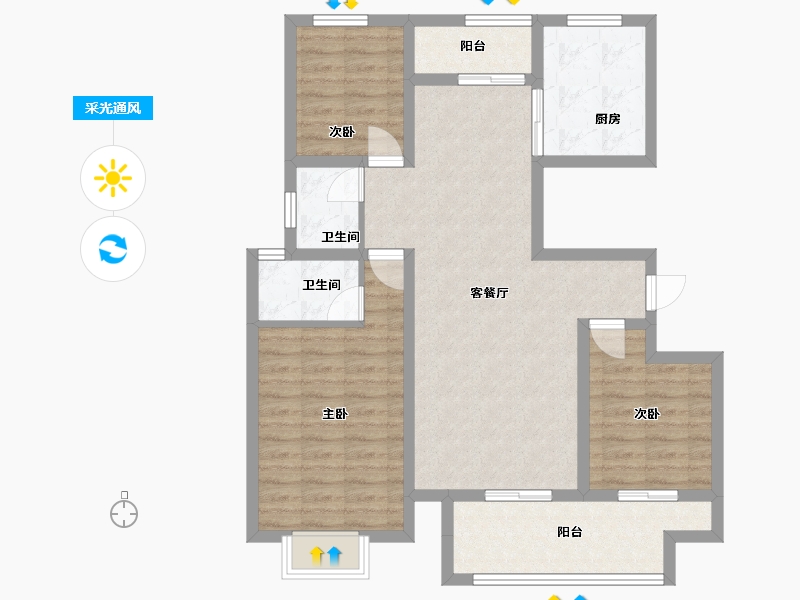 河南省-濮阳市-建业通和府-101.84-户型库-采光通风