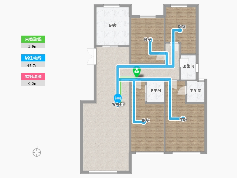 陕西省-西安市-蓝光公园华府-148.00-户型库-动静线