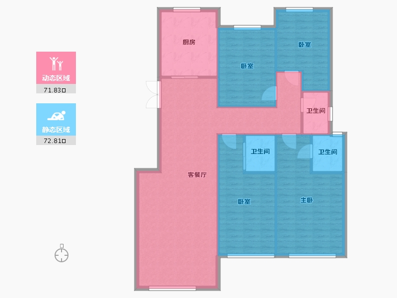 陕西省-西安市-蓝光公园华府-148.00-户型库-动静分区