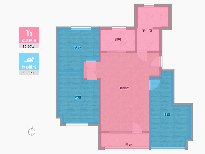 辽宁省-大连市-金科集美郡-65.00-户型库-动静分区