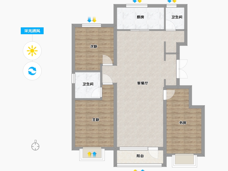 河北省-唐山市-华理家园二期-98.15-户型库-采光通风