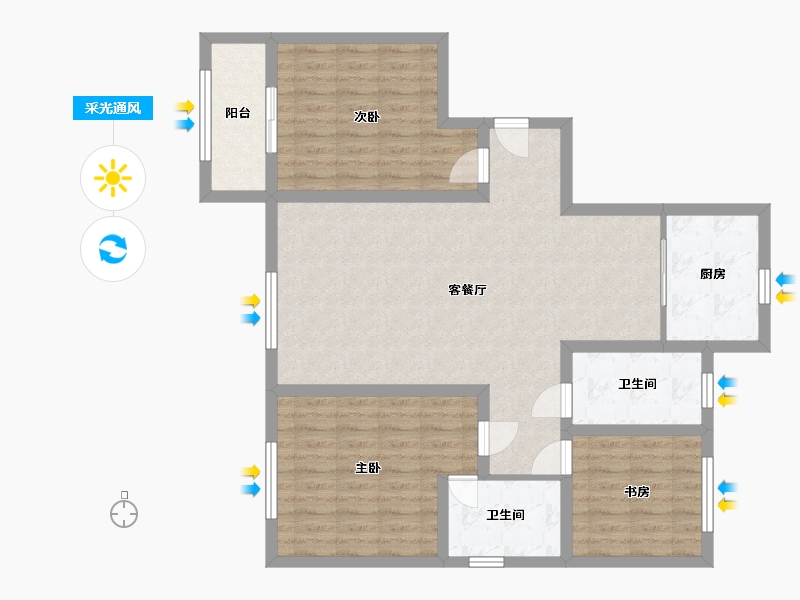 山东省-济南市-劝学里-104.00-户型库-采光通风