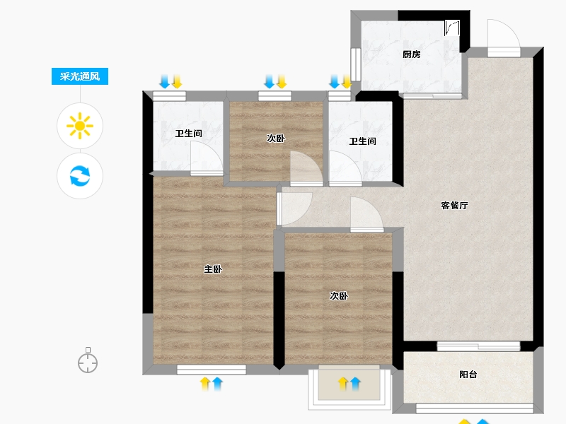 福建省-福州市-融创未来海-69.00-户型库-采光通风