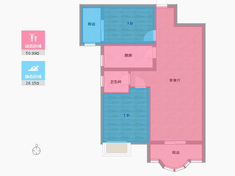 陕西省-西安市-美寓华庭-1栋-76.57-户型库-动静分区