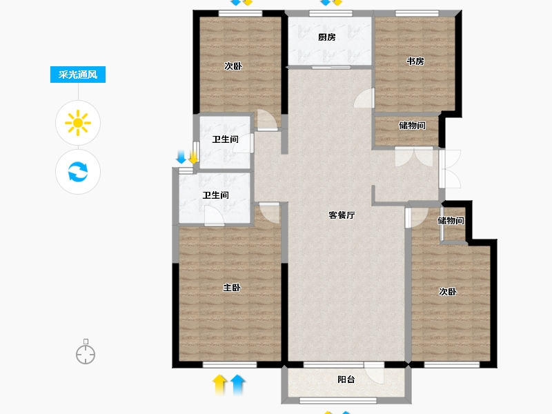 河北省-唐山市-华理家园二期-148.60-户型库-采光通风