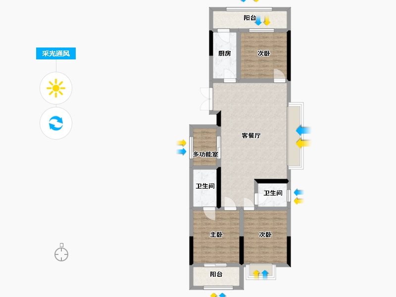 甘肃省-陇南市-新盛橄榄苑-105.32-户型库-采光通风