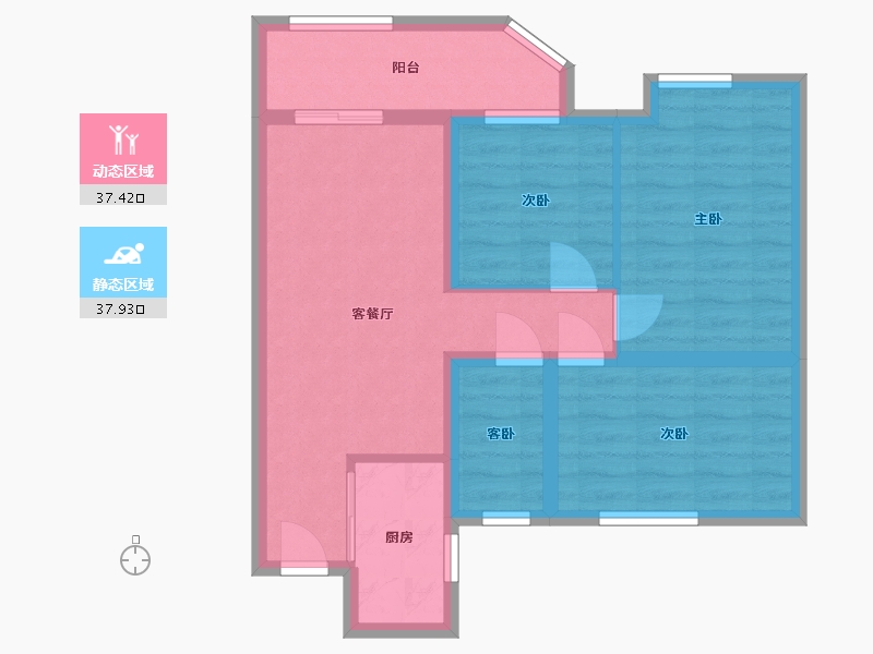 湖北省-荆州市-楚天都市信园-65.00-户型库-动静分区