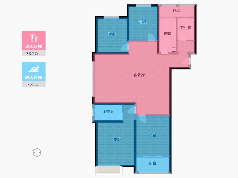 山东省-菏泽市-亿联时代奥城-136.60-户型库-动静分区