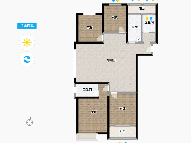 山东省-菏泽市-亿联时代奥城-136.60-户型库-采光通风